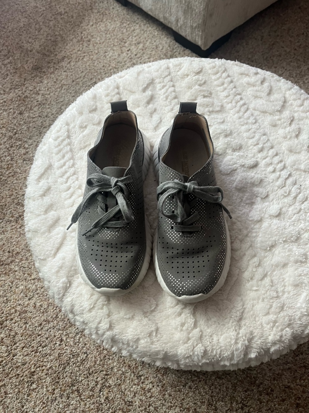 Ilse Jacobsen women Gray Perforated Lace-Up Sneakers with White Sole